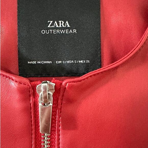 ZARA Red Faux Leather Jacket - Picture 3 of 11